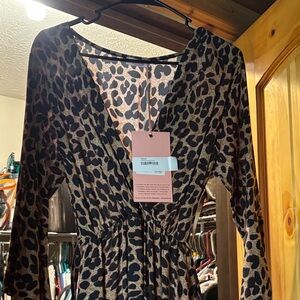 Leopard Print V-Neck Dress